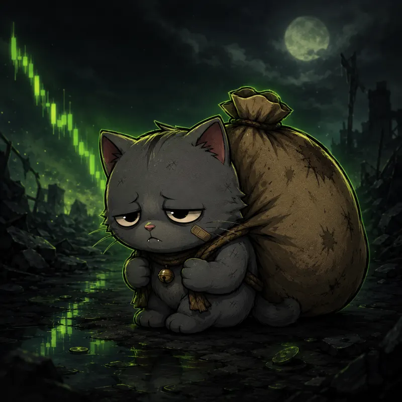 Bag Cat in the rubble