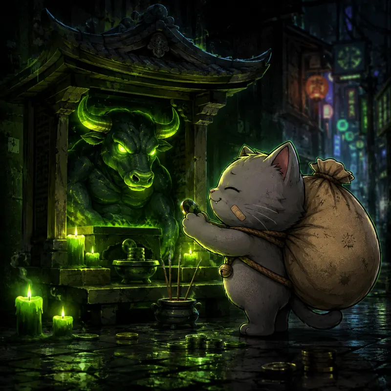 Bag Cat at the shrine